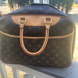 Louis Vuitton Brown Monogram Top-Handle Satchel with Tan Trim
